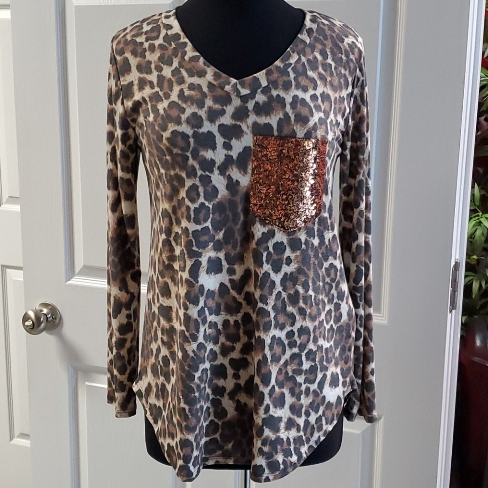 Brand New Boutique Sequins Pocket Top
